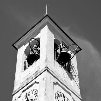 ancien clock tower in italy europe old  stone   and bell