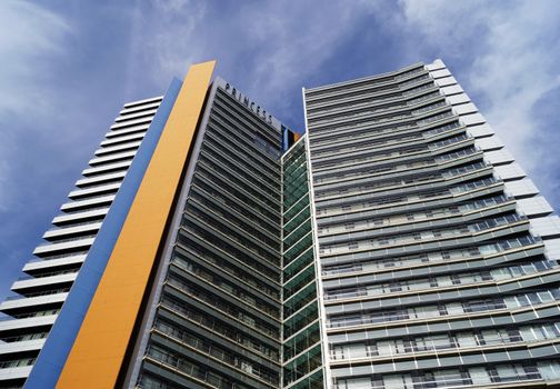 BARCELONA, SPAIN - OCTOBER 08, 2015: Princess Hotel, located at Avenida Diagonal, 1 in Barcelona, Spain, near to Museum of Natural Sciences and Diagonal Zero Zero building 