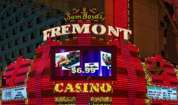 LAS VEGAS, NV/USA - FEBRUARY 14, 2016: The Fremont Hotel & Casino located in downtown Las Vegas. The casino is operated by the Boyd Gaming Corporation.