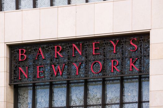 LAS VEGAS, NV/USA - FEBRUARY 14, 2016: Barneys New York exterior sign and logo. Barneys New York is an American chain of luxury department stores headquartered in New York.