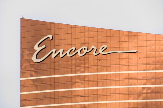 LAS VEGAS, NV/USA - FEBRUARY 14, 2016: Encore at Wynn Las Vegas luxury resort and casino located on the Las Vegas Strip. The Encore is named after casino developer Steve Wynn and is the flagship property of Wynn Resorts Limited.