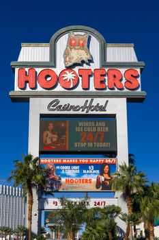 LAS VEGAS, NV/USA - FEBRUARY 14, 2016: Hooters restaurant, hotel and casino. Hooters, Inc. is a chain of restaurants and entertainment venues in the United States.