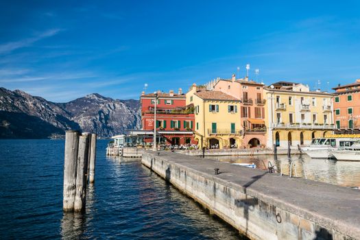 Malcesine, Italy - January 18, 2016: Malcesine is a small town on Lake Garda (Italy). Beautiful and picturesque is called "the pearl of the lake".