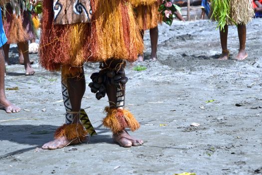 Traditional tribal dance at mask festival. 7th Gulf Mask Festival, Toare Village, Gulf Province, Papua New Guinea on June 19, 2011