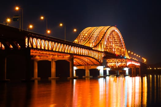 Banghwa bridge at night in Seoul,Korea