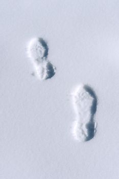 Footprints in snow.