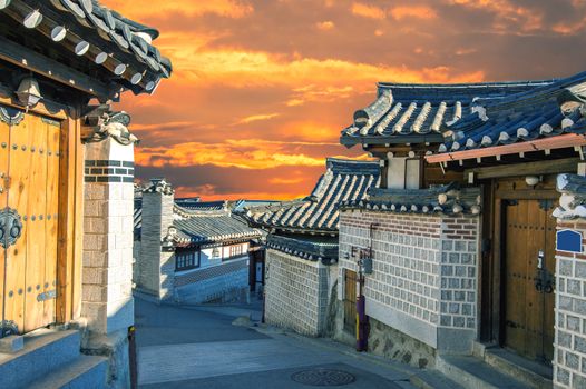 Bukchon Hanok Village,Traditional Korean style architecture in Seoul,Korea