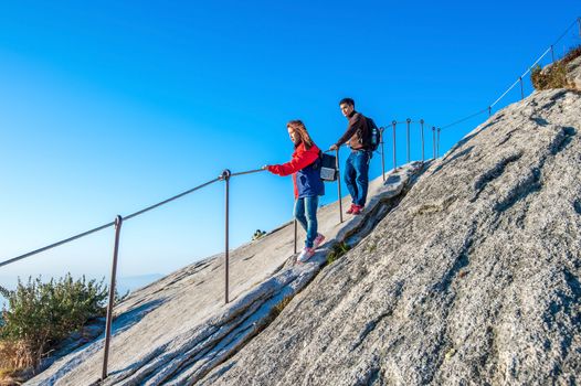 SEOUL, SOUTH KOREA - SEP 27: Climbers and Tourists on Bukhansan mountain. Photo taken on Sep 27, 2015 in Seoul, South Korea.