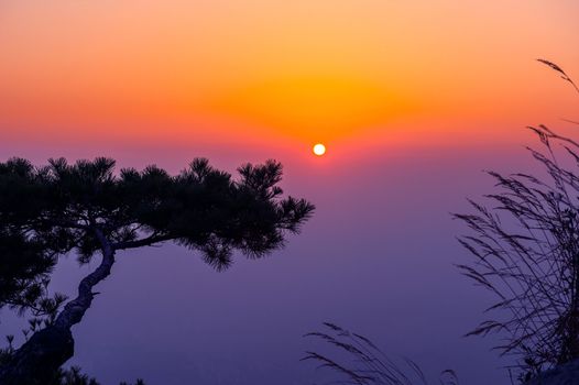 Sunrise on Bukhansan mountains in Seoul, Korea.