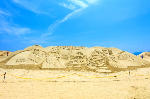 BUSAN, SOUTH KOREA - JUNE 1: Sand sculptures at the Busan Sand Festival on June 1, 2015 in Busan, South Korea.