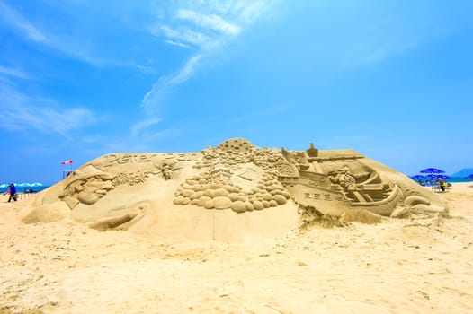 BUSAN, SOUTH KOREA - JUNE 1: Sand sculptures at the Busan Sand Festival on June 1, 2015 in Busan, South Korea.