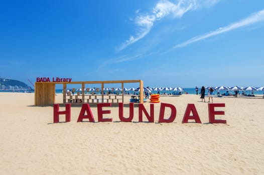 BUSAN, SOUTH KOREA - JUNE 1: Haeundae beach one of the popular beaches of Busan on June 1, 2015 in Busan, South Korea.