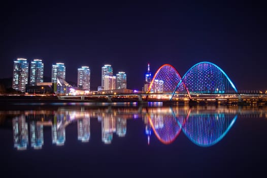 Expro bridge at night in daejeon,korea.