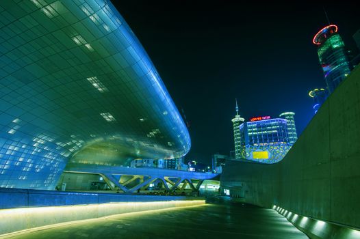 SEOUL, SOUTH KOREA - MARCH 15: Dongdaemun Design Plaza is a modern architecture in Seoul designed by Zaha Hadid. Photo taken March 15,2015 in Seoul, South Korea.