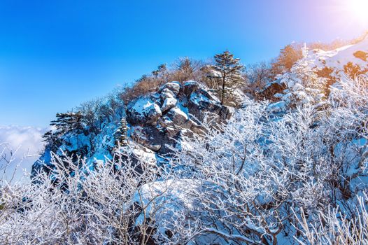 Seoraksan mountains is covered by snow in winter, Korea.