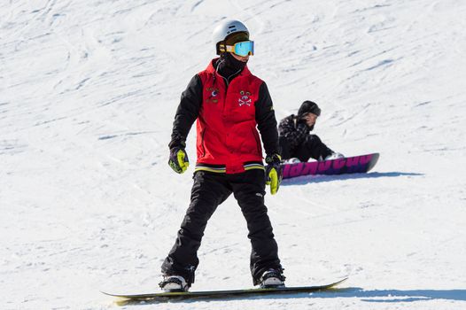 DEOGYUSAN,KOREA - JANUARY 1: Skier skiing on Deogyusan Ski Resort in winter,South Korea on January 1, 2016.