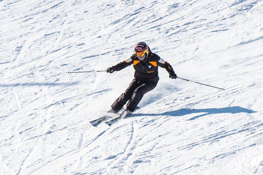 DEOGYUSAN,KOREA - JANUARY 1: Skier skiing on Deogyusan Ski Resort in winter,South Korea on January 1, 2016.