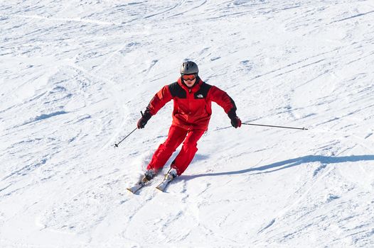 DEOGYUSAN,KOREA - JANUARY 1: Skier skiing on Deogyusan Ski Resort in winter,South Korea on January 1, 2016.