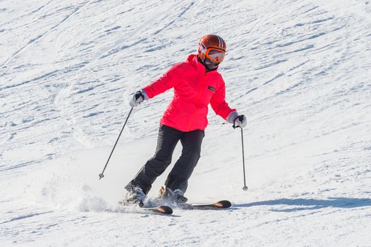 DEOGYUSAN,KOREA - JANUARY 1: Skier skiing on Deogyusan Ski Resort in winter,South Korea on January 1, 2016.