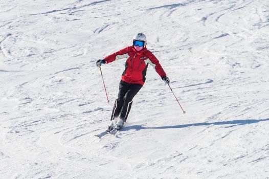 DEOGYUSAN,KOREA - JANUARY 1: Skier skiing on Deogyusan Ski Resort in winter,South Korea on January 1, 2016.