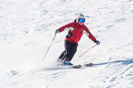 DEOGYUSAN,KOREA - JANUARY 1: Skier skiing on Deogyusan Ski Resort in winter,South Korea on January 1, 2016.