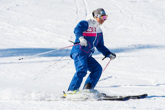 DEOGYUSAN,KOREA - JANUARY 1: Skier skiing on Deogyusan Ski Resort in winter,South Korea on January 1, 2016.