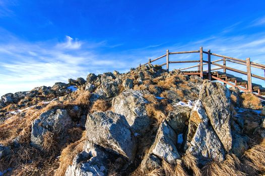 Peak of Deogyusan mountains in winter,South Korea.Winter lanscape.