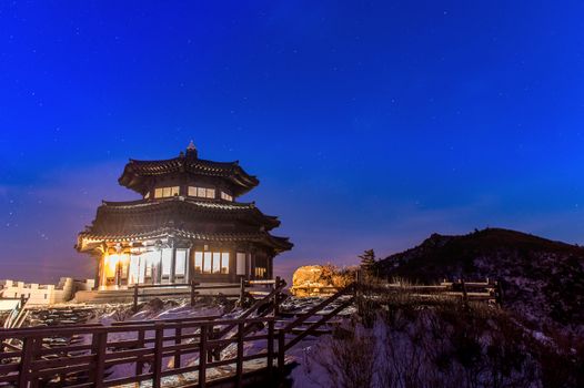 Deogyusan mountains at night in winter,South Korea.