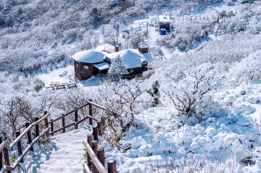 Deogyusan mountains is covered by snow in winter,South Korea.