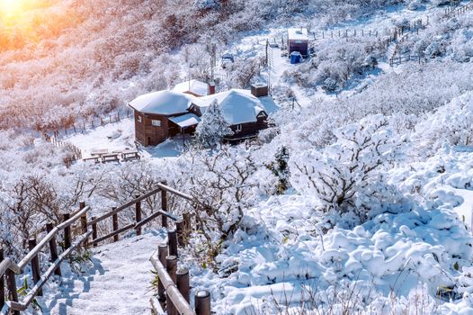 Deogyusan mountains is covered by snow in winter,South Korea.