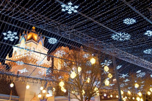 SEOUL, KOREA - DECEMBER 21,2014: Christmas lights at ninght in Everland. Photo taken on December 21, 2014 in Seoul, South Korea.