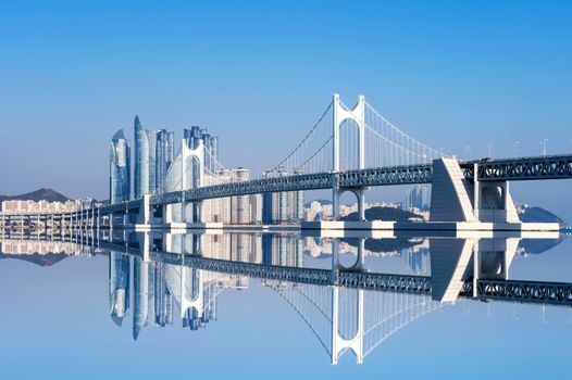 Gwangan bridge and Haeundae in Busan,Korea