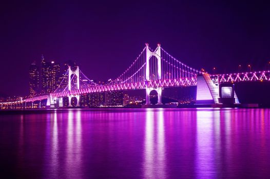 GwangAn Bridge and Haeundae at night in Busan,Korea