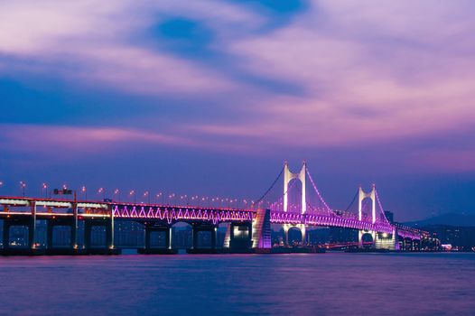 GwangAn Bridge and Haeundae in Busan,Korea