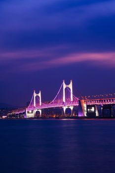 GwangAn Bridge and Haeundae at night in Busan,Korea