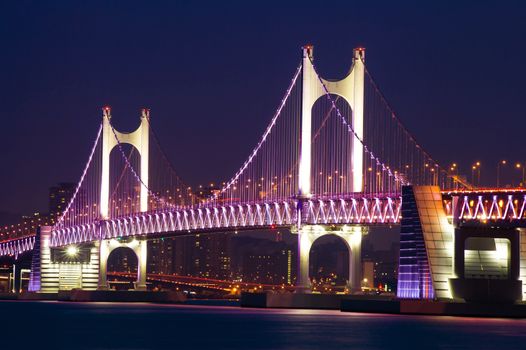 GwangAn Bridge and Haeundae at night in Busan,Korea