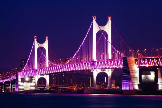 GwangAn Bridge and Haeundae at night in Busan,Korea