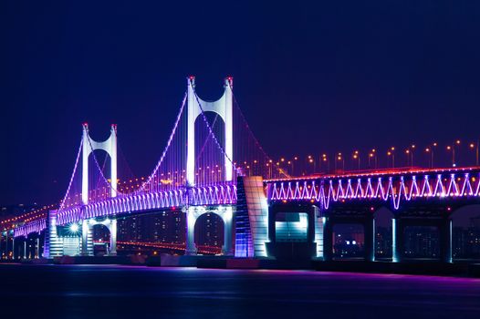 GwangAn Bridge and Haeundae at night in Busan,Korea