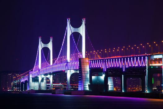 GwangAn Bridge and Haeundae at night in Busan,Korea