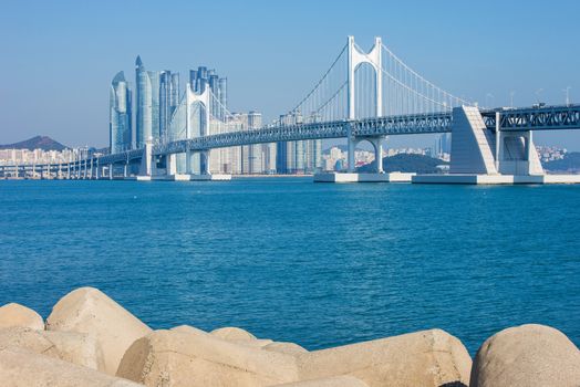 Gwangan bridge and Haeundae in Busan,Korea