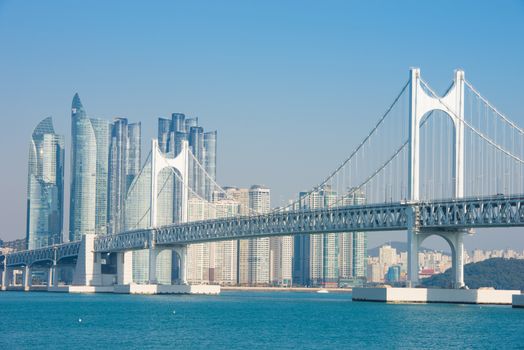 Gwangan bridge and Haeundae in Busan,Korea