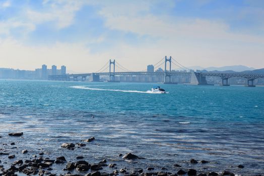 Gwangan bridge and Haeundae in Busan,Korea