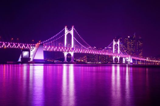 GwangAn Bridge and Haeundae at night in Busan,Korea