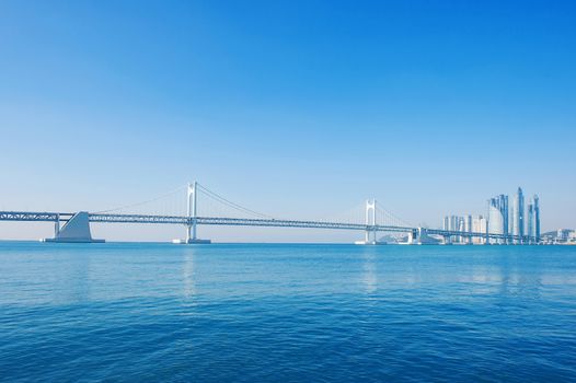 Gwangan bridge and Haeundae in Busan,Korea