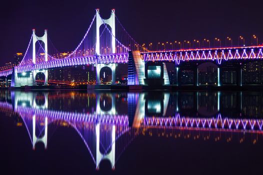 GwangAn Bridge and Haeundae at night in Busan,Korea