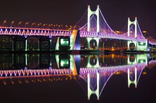 GwangAn Bridge and Haeundae at night in Busan,Korea