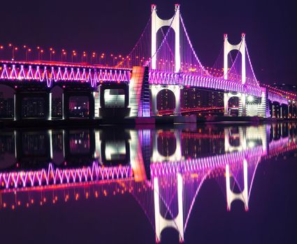 GwangAn Bridge and Haeundae at night in Busan,Korea