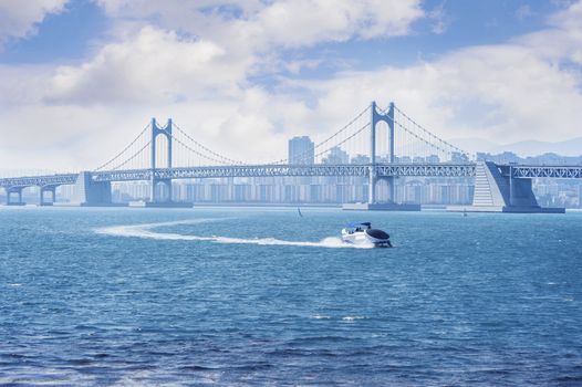 Gwangan bridge and Haeundae in Busan,Korea