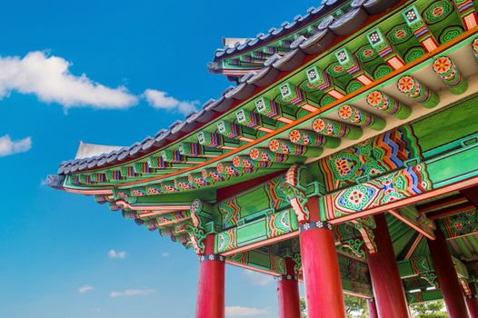 Roof of Gyeongbokgung palace in Seoul, Korea