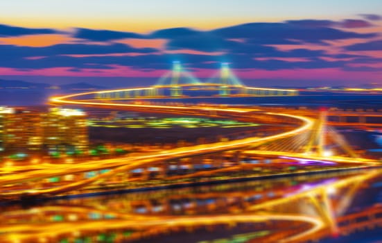 incheon bridge with blur motion.